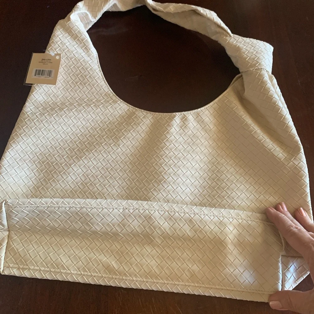 Ulta Beauty Cream Hobo Bag with Textured Design